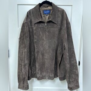 PAUL FREDRICK - 3XLT - Brown Suede Leather Bomber Jacket.
